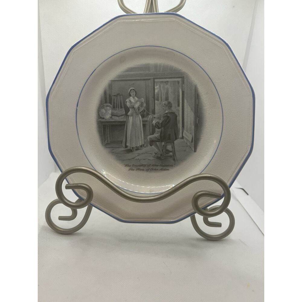 Antique Sterling China Courtship of Miles Standish Plate rare 1915 - Picture 2 of 7